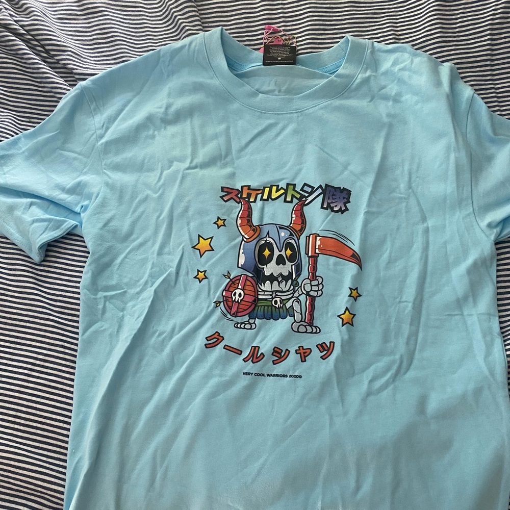 Cool shirtz blue skeleton warrior shirt, gold card